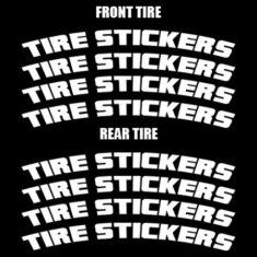 Matte White Tire Lettering Stickers 1.06" | Red Stripes | Fits 14-22" Wheels | 8 Sets For Mustang GT