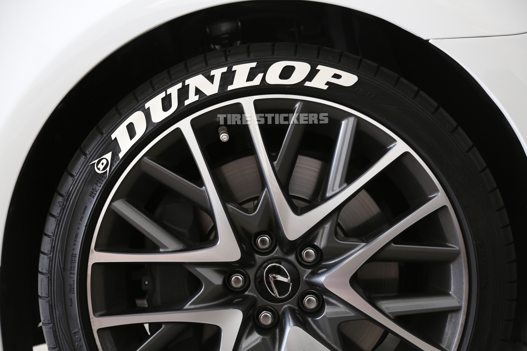 1.25" For 17" 18" Wheels WHITE Rubber Lettering 4pcs DUNLOP Tire Stickers 