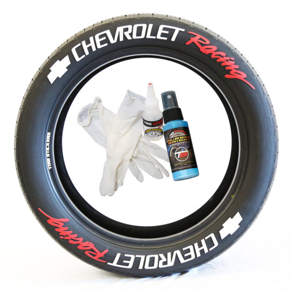 Chevrolet Racing Tire Stickers - white with red