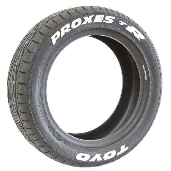 Toyo Proxes T1R - Pre-Lettered Tire with Permanent White Tire Stickers - Left2