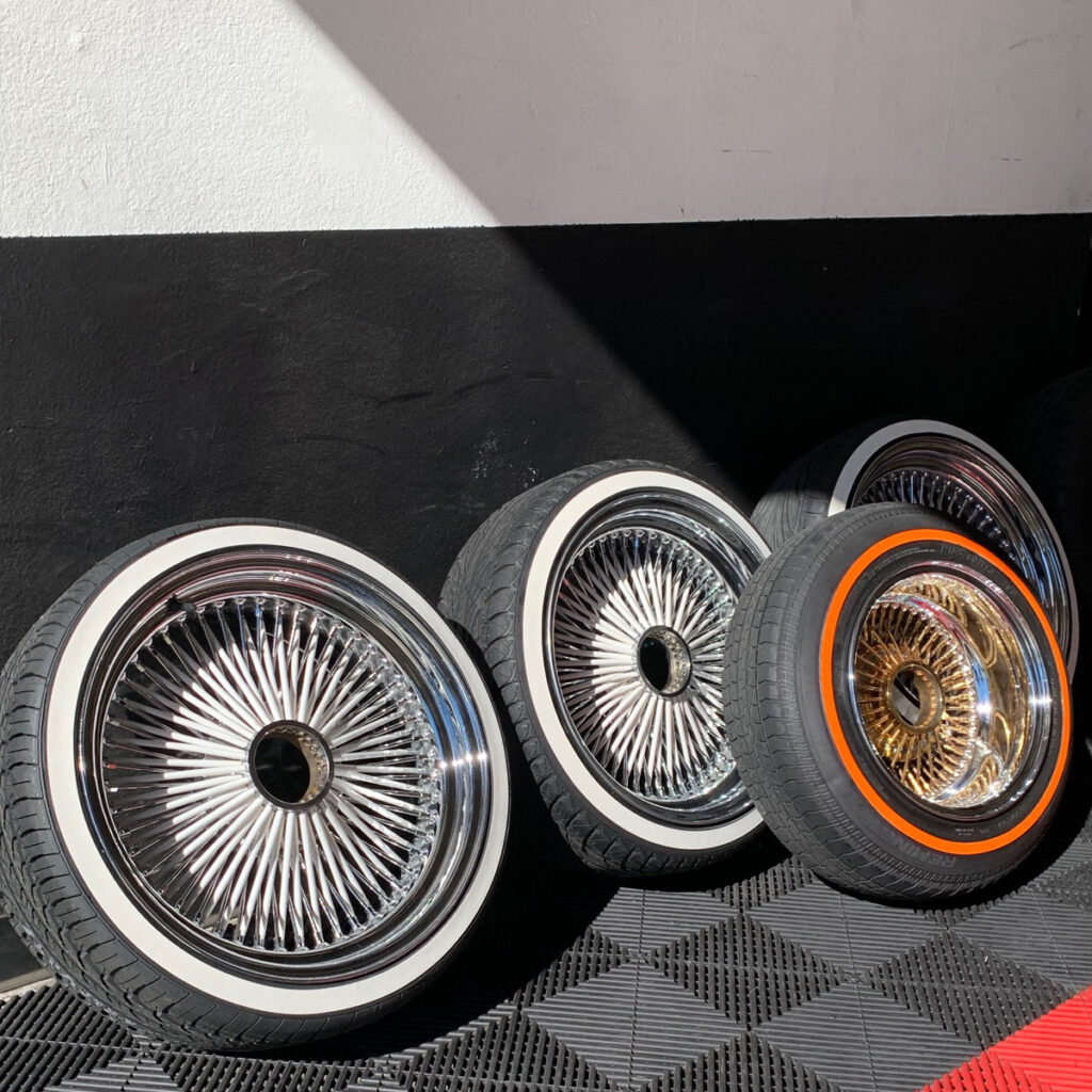 Early Low Rider Rims Lowrider-rims-orange-stripe-tires | TIRE STICKERS .COM