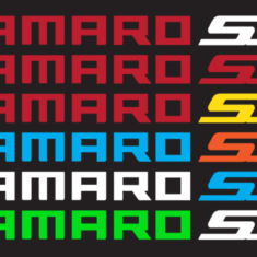 CAMARO SS Tire Stickers White/Red (OEM Font) - Lettering Kit + Glue