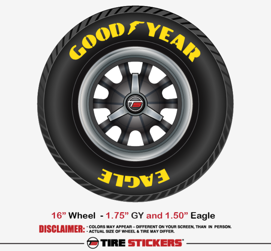 GOODYEAR EAGLE Billboard Style Tire Stickers - Tire Lettering Kit